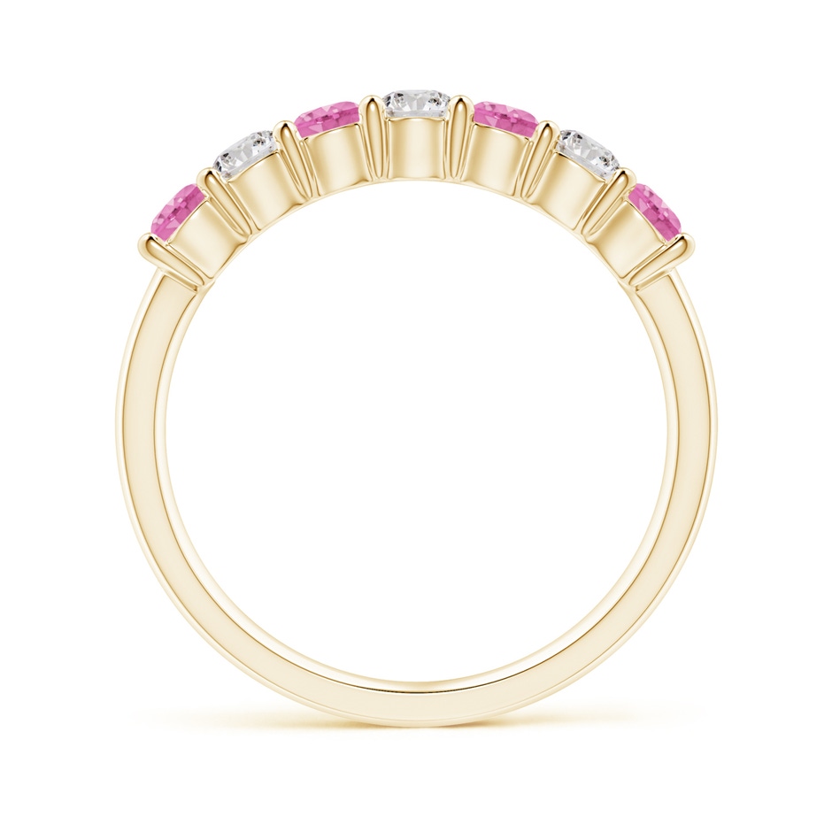 3mm AA Half Eternity 7 Stone Pink Sapphire & Diamond Wedding Ring in 18K Yellow Gold side 199