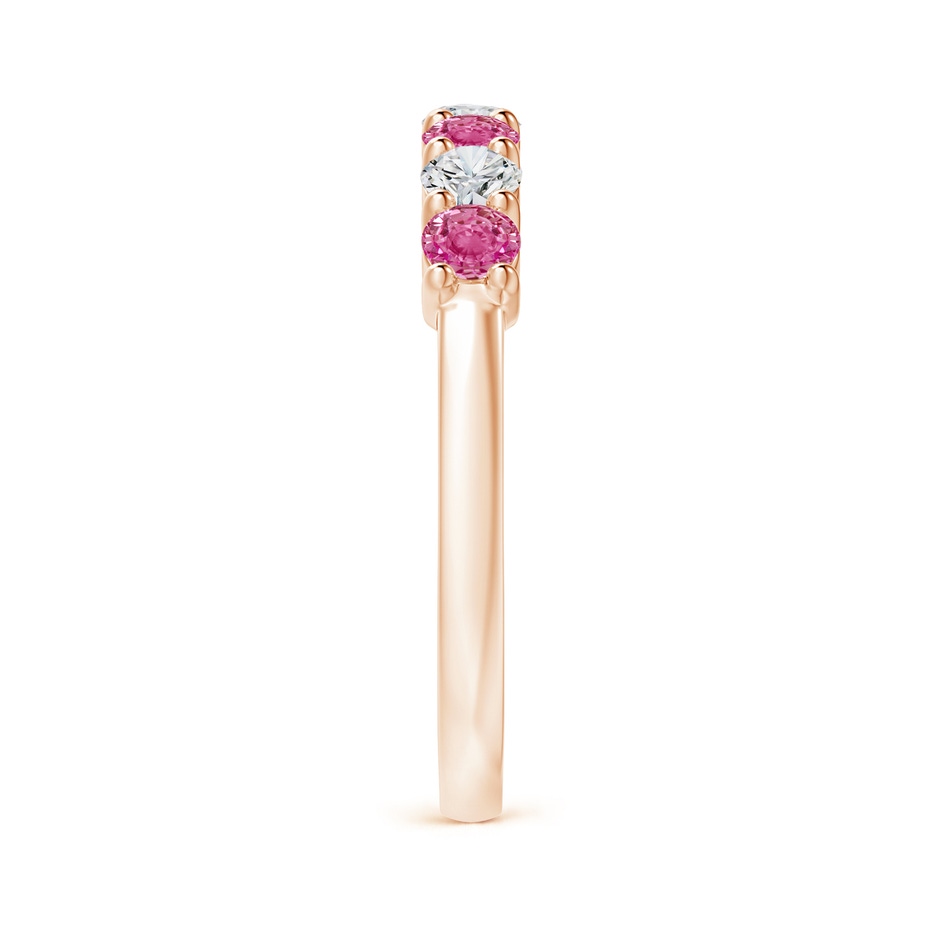 3mm AAA Half Eternity 7 Stone Pink Sapphire & Diamond Wedding Ring in 18K Rose Gold side 299