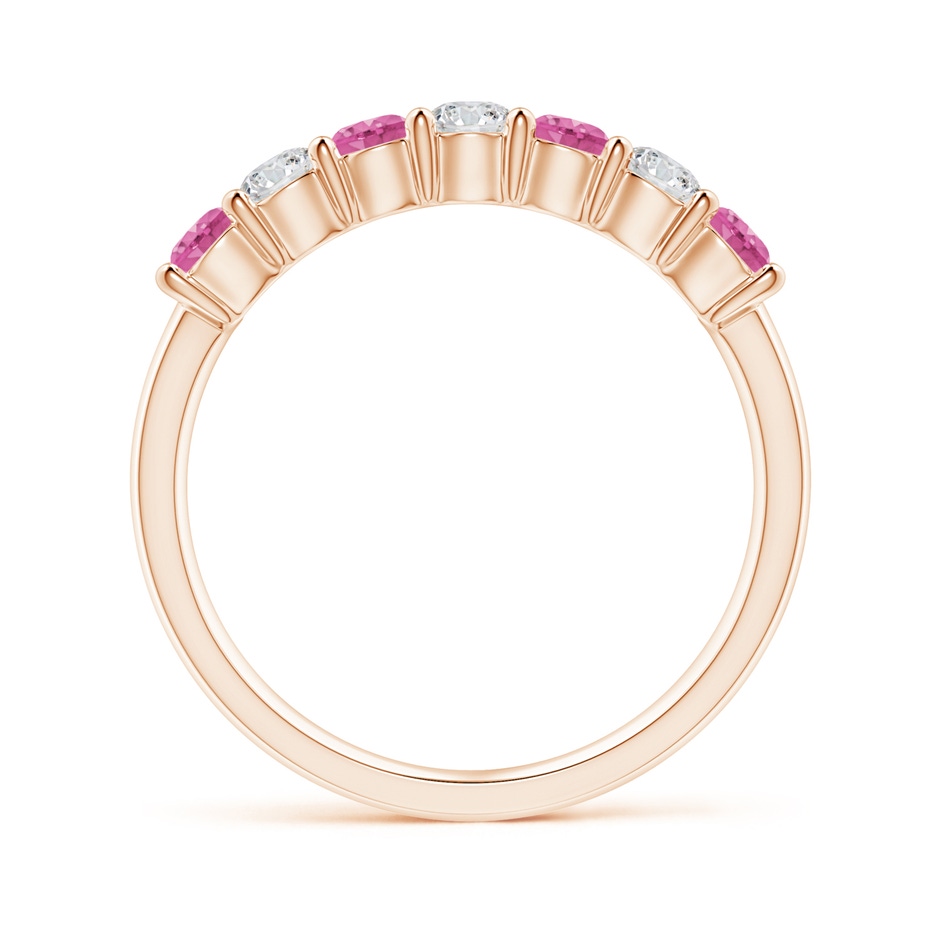 3mm AAA Half Eternity 7 Stone Pink Sapphire & Diamond Wedding Ring in Rose Gold side 199