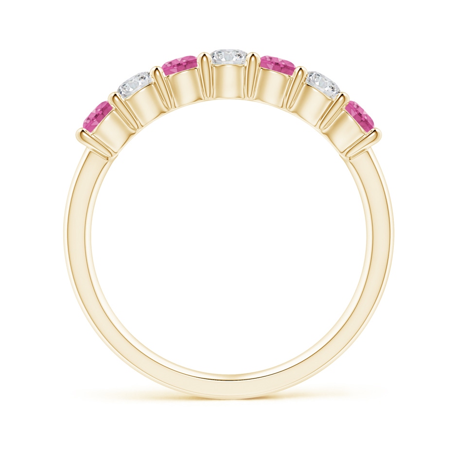 3mm AAA Half Eternity 7 Stone Pink Sapphire & Diamond Wedding Ring in Yellow Gold side 199