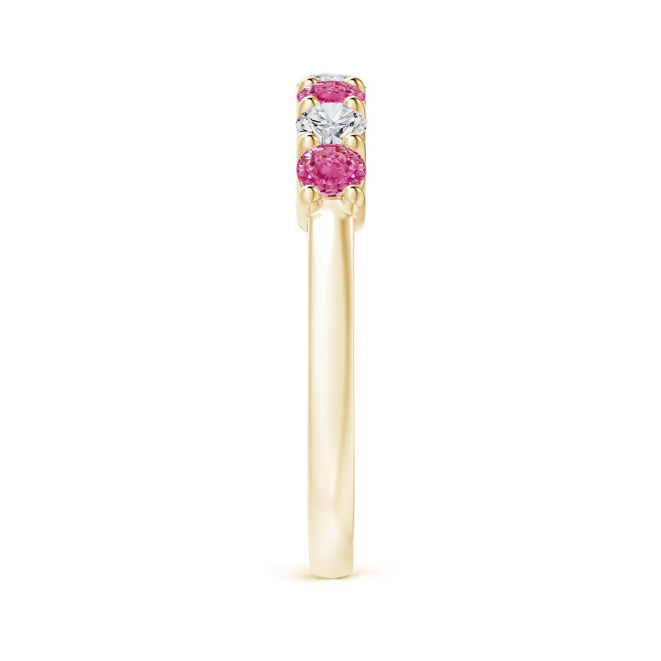 3mm AAA Half Eternity 7 Stone Pink Sapphire & Diamond Wedding Ring in Yellow Gold side 299