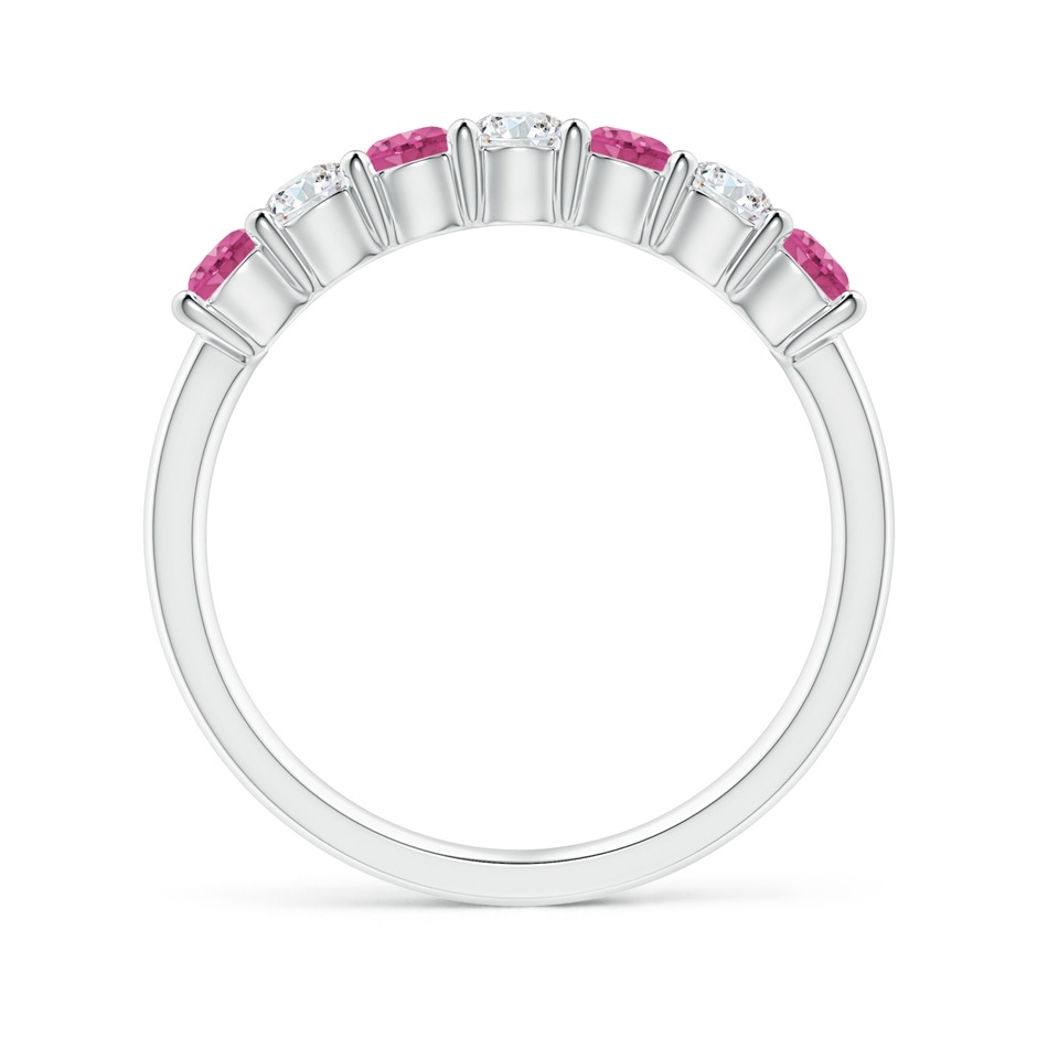 3mm AAAA Half Eternity 7 Stone Pink Sapphire & Diamond Wedding Ring in 18K White Gold side 199