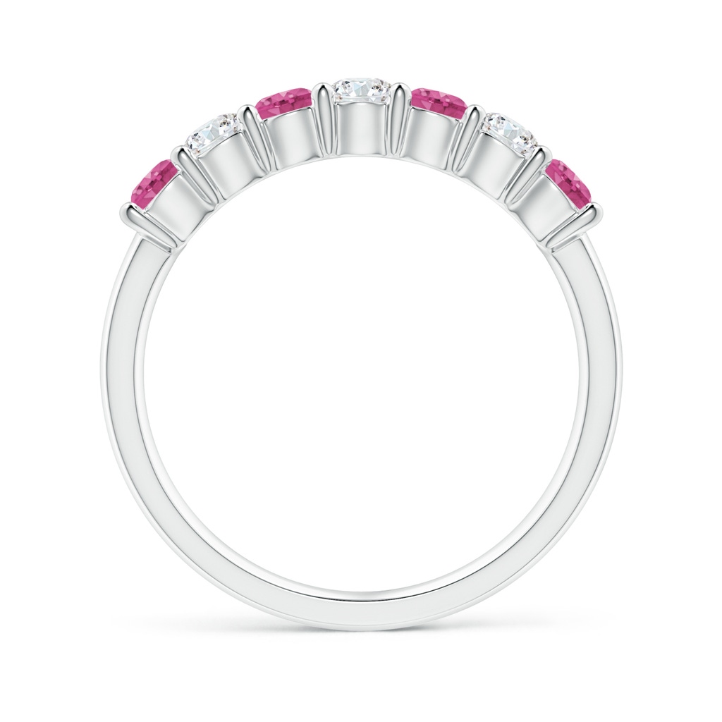 3mm AAAA Half Eternity 7 Stone Pink Sapphire & Diamond Wedding Ring in P950 Platinum - side 199