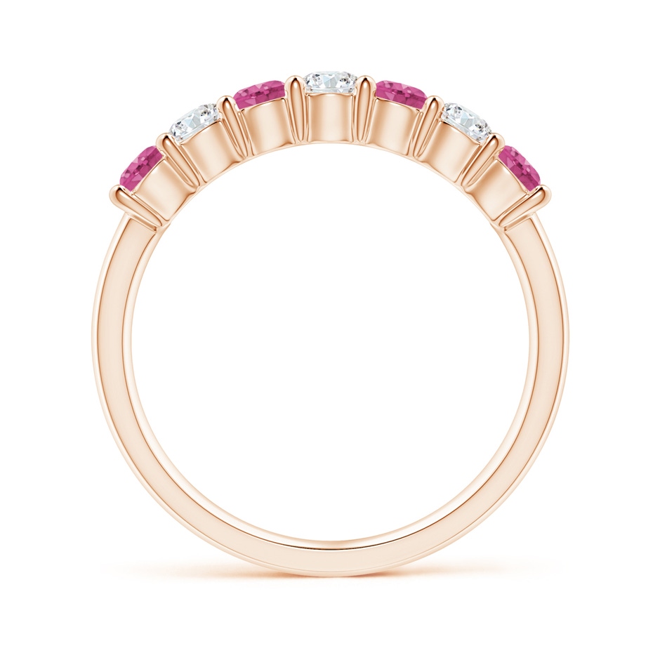3mm AAAA Half Eternity 7 Stone Pink Sapphire & Diamond Wedding Ring in Rose Gold side 199