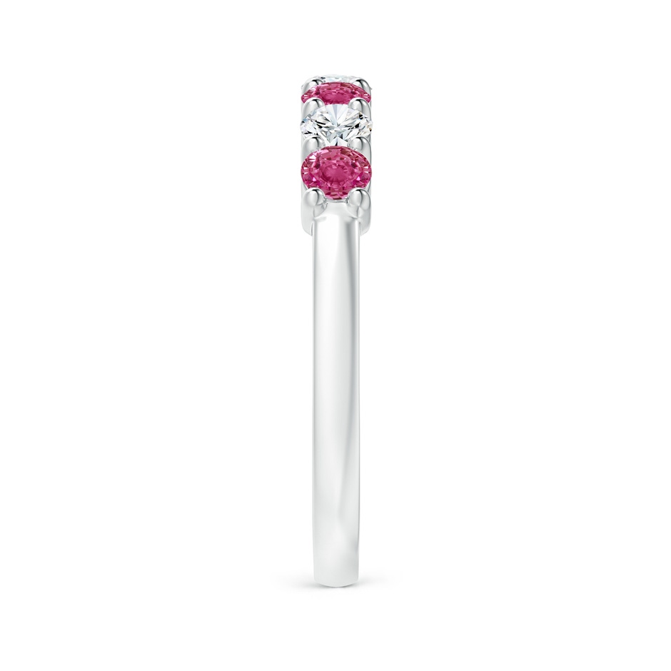 3mm AAAA Half Eternity 7 Stone Pink Sapphire & Diamond Wedding Ring in White Gold side 299