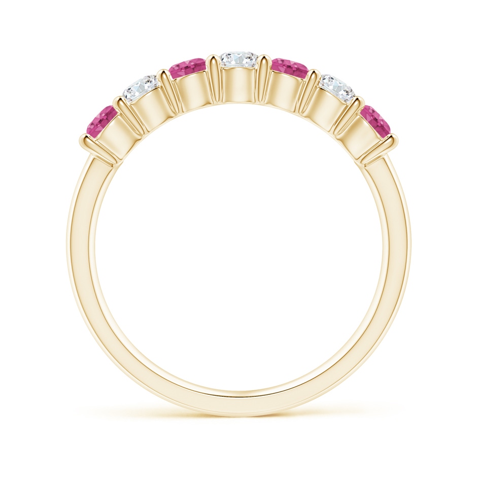 3mm AAAA Half Eternity 7 Stone Pink Sapphire & Diamond Wedding Ring in Yellow Gold side 199