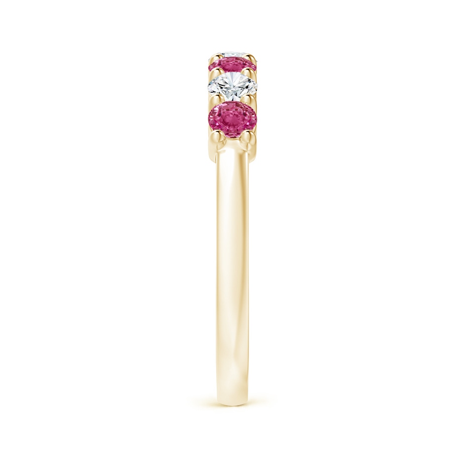 3mm AAAA Half Eternity 7 Stone Pink Sapphire & Diamond Wedding Ring in Yellow Gold side 299