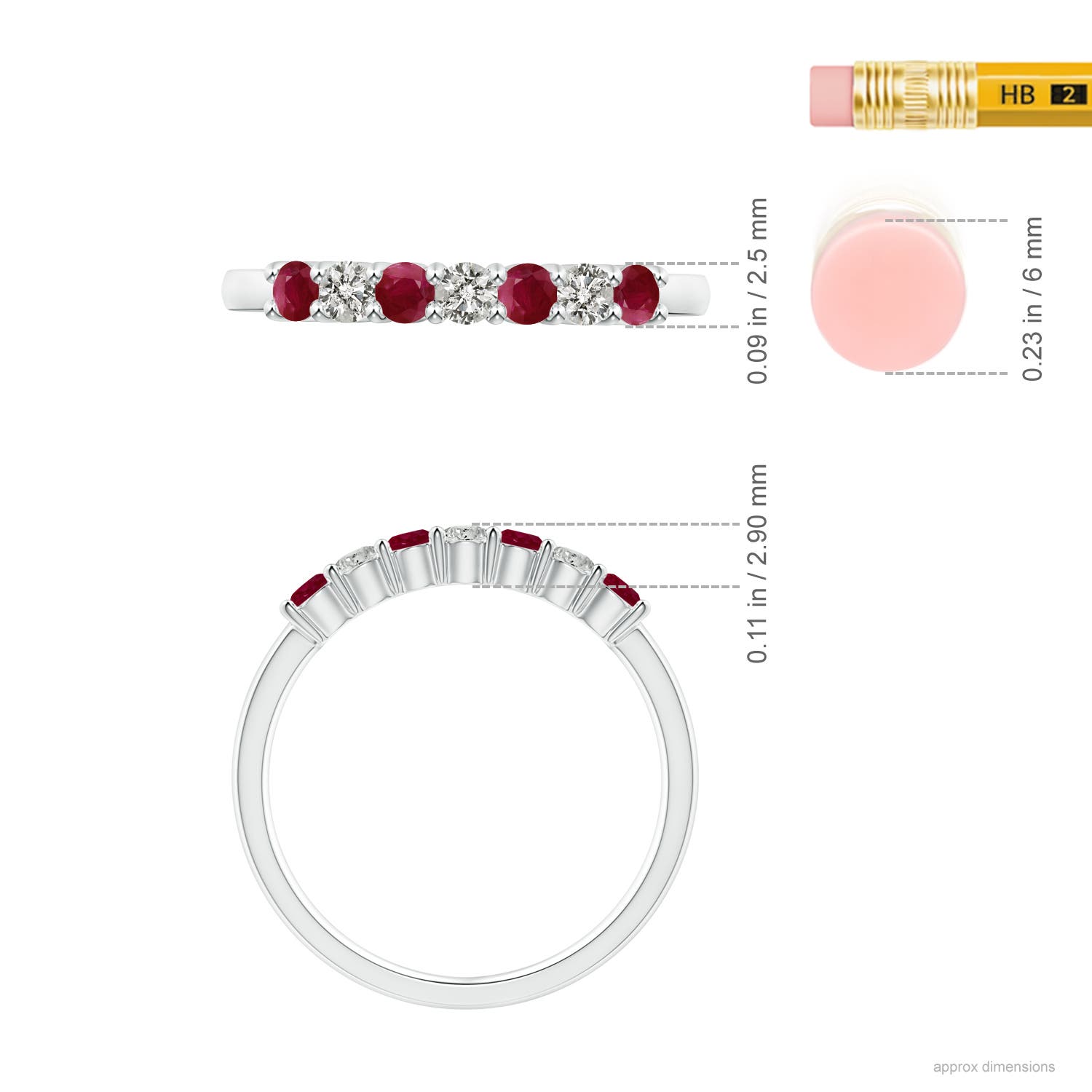 ANGARA Half Eternity Ruby and Diamond Wedding Ring in 14K Gold (A | 0.57 Ct) - Bild 20 von 48