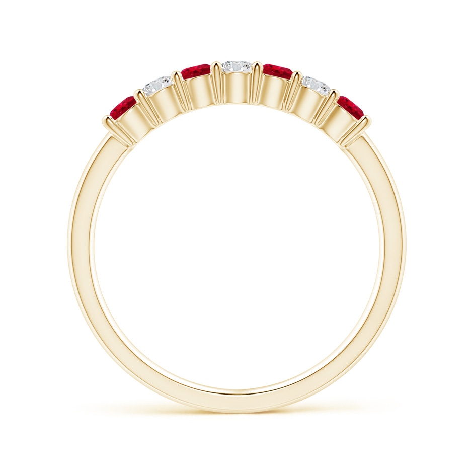 2.5mm AAA Half Eternity Seven Stone Ruby and Diamond Wedding Ring in Yellow Gold side 199