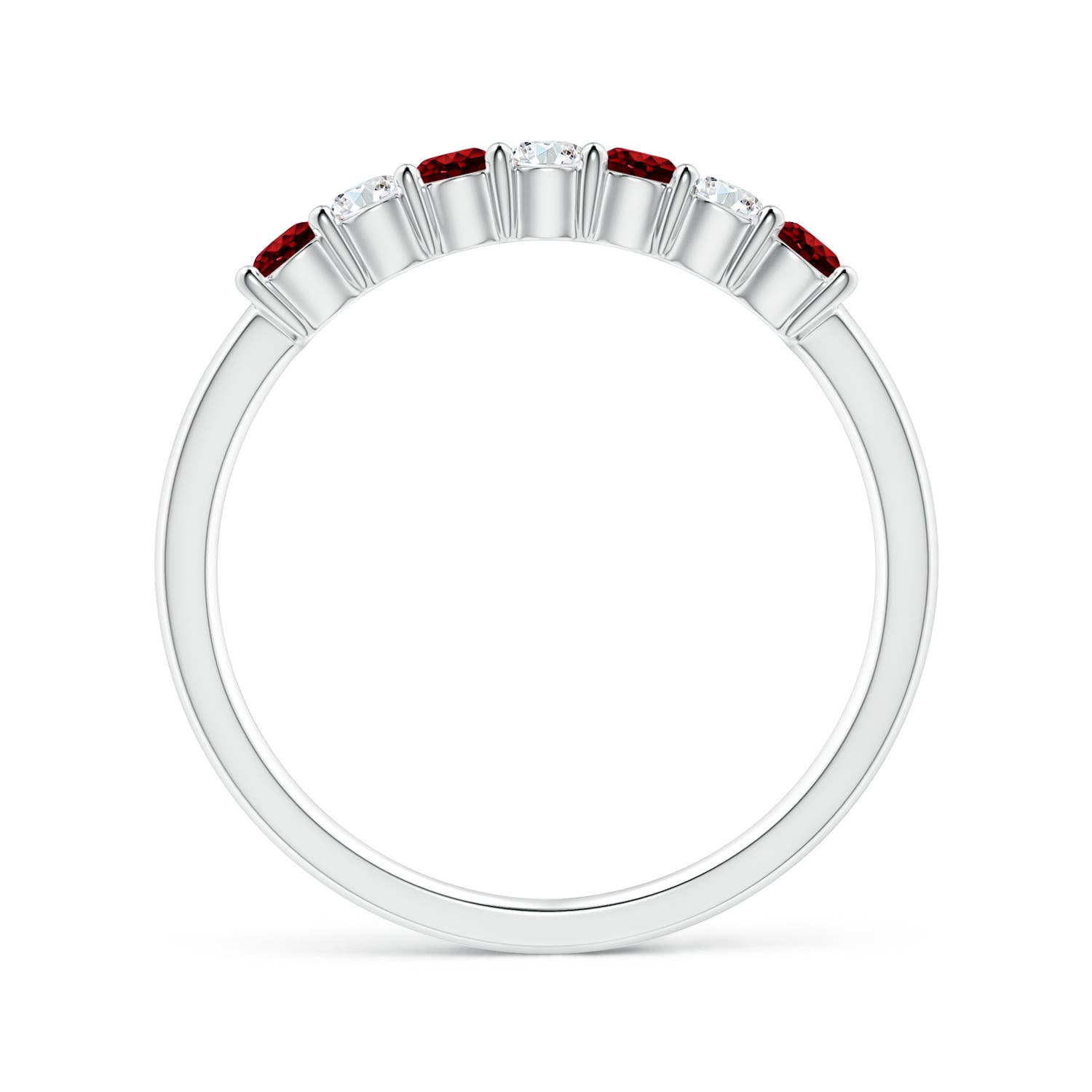 2.5mm AAAA Half Eternity Seven Stone Ruby and Diamond Wedding Ring in White Gold