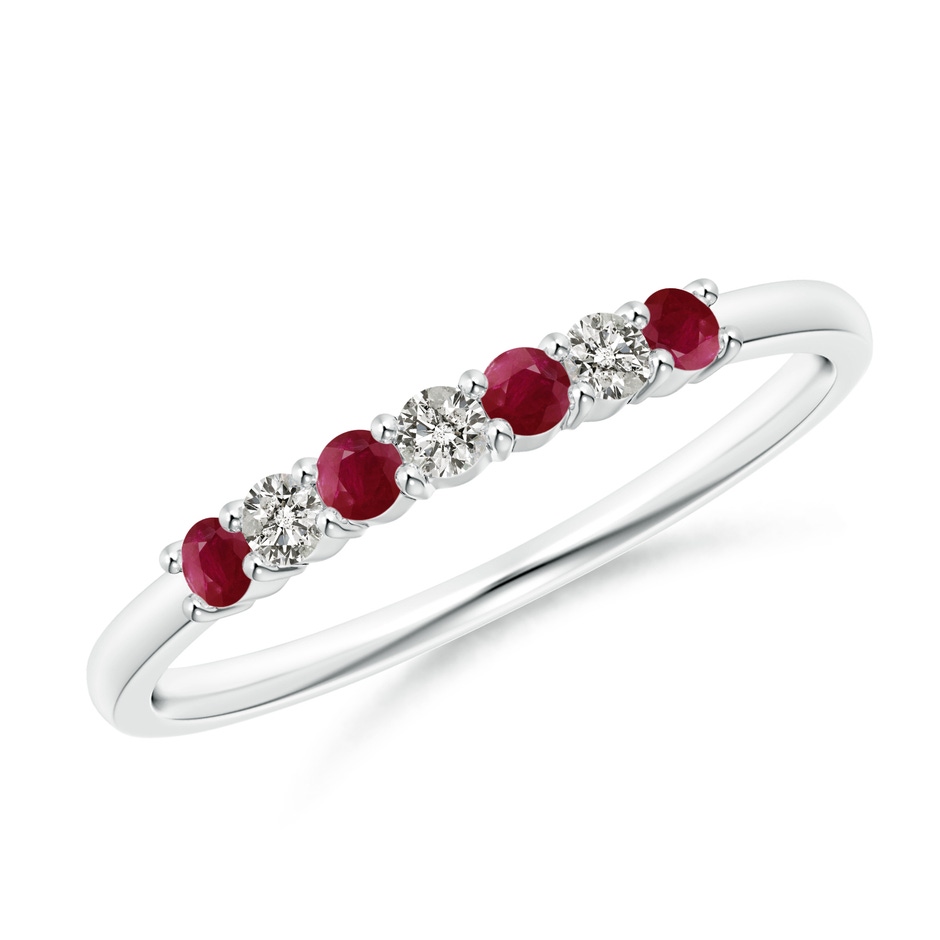 2mm A Half Eternity Seven Stone Ruby and Diamond Wedding Ring in P950 Platinum 