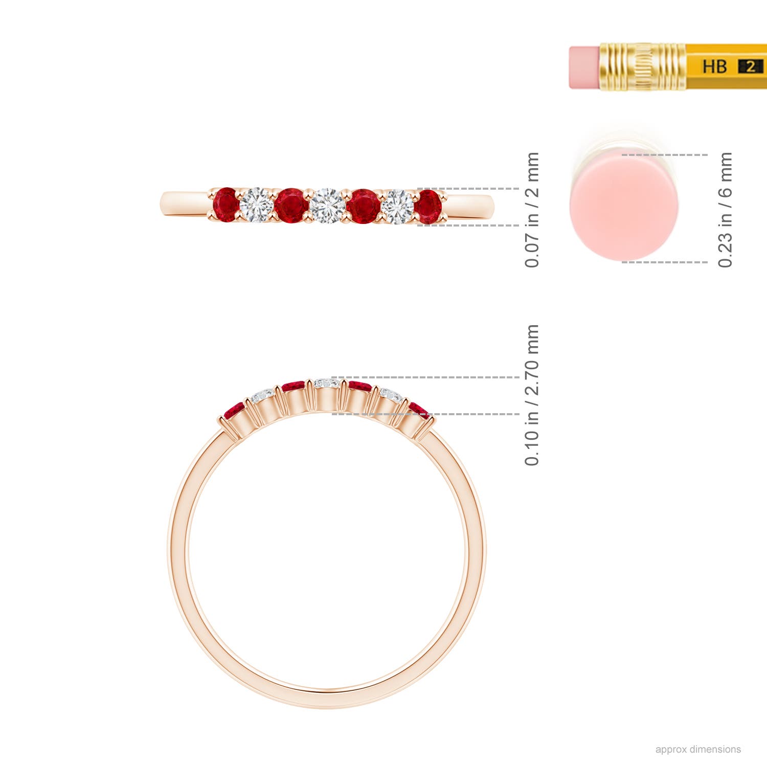 ANGARA Half Eternity Ruby and Diamond Wedding Ring in 14K Gold (AAA | 0.31 Ct) - Imagen 44 de 48