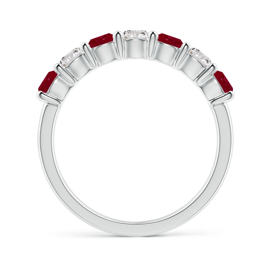 3.5mm AA Half Eternity Seven Stone Ruby and Diamond Wedding Ring in White Gold side 199