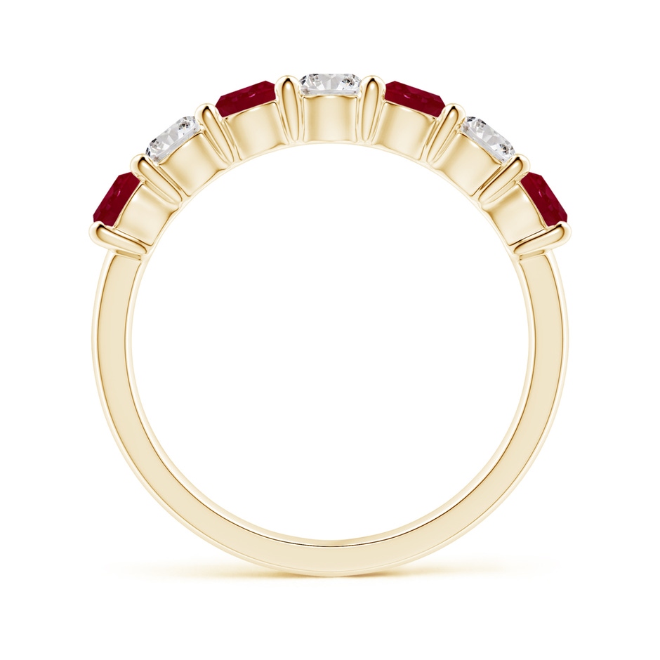 3.5mm AA Half Eternity Seven Stone Ruby and Diamond Wedding Ring in Yellow Gold side 199