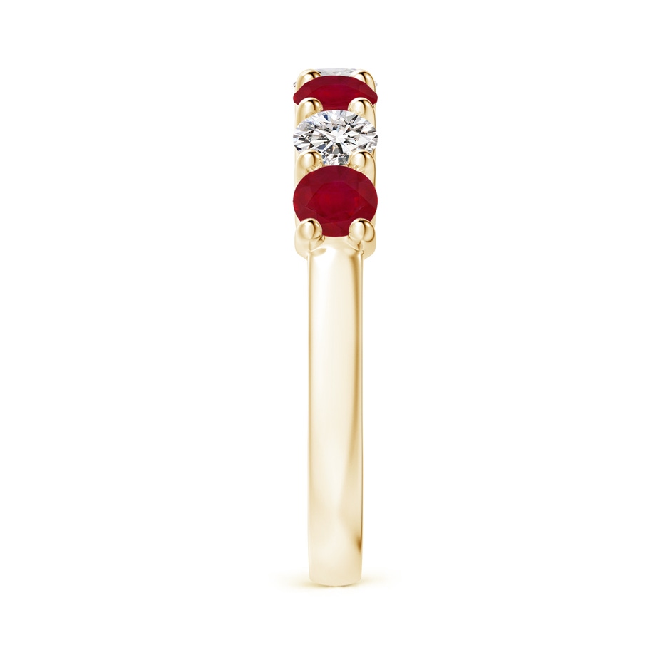 3.5mm AA Half Eternity Seven Stone Ruby and Diamond Wedding Ring in Yellow Gold side 299
