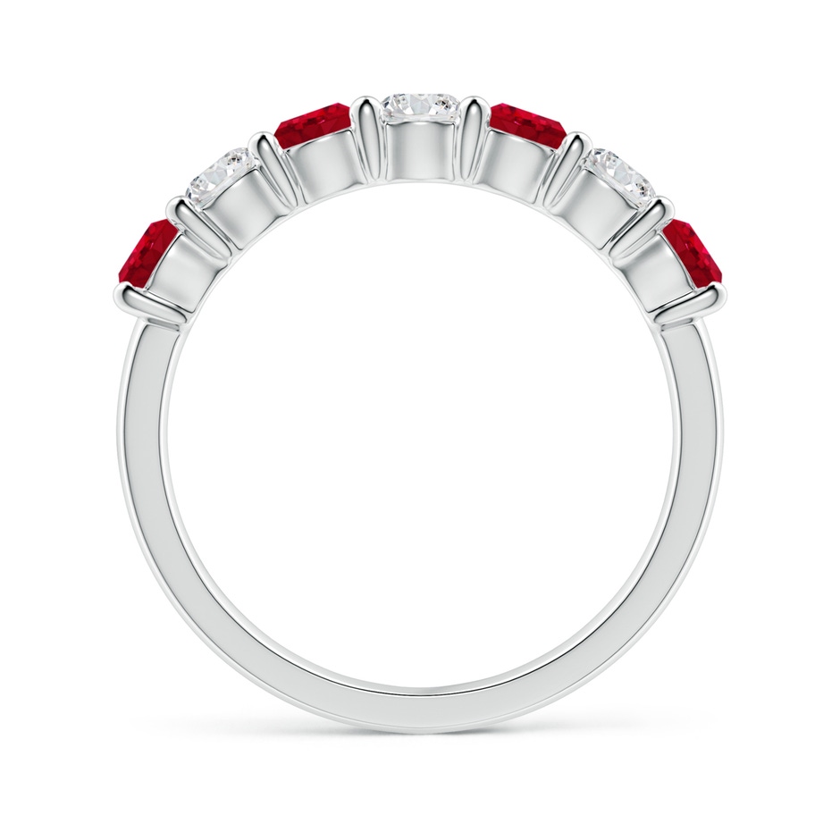 3.5mm AAA Half Eternity Seven Stone Ruby and Diamond Wedding Ring in P950 Platinum side 199
