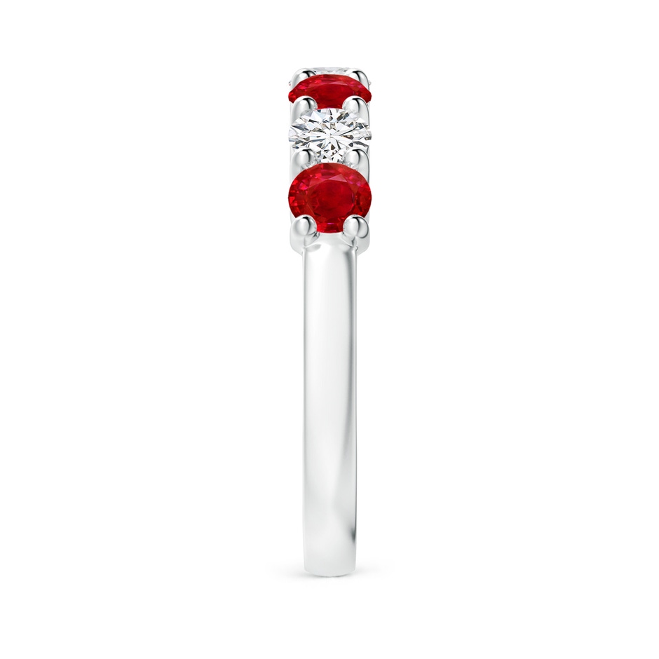 3.5mm AAA Half Eternity Seven Stone Ruby and Diamond Wedding Ring in P950 Platinum side 299