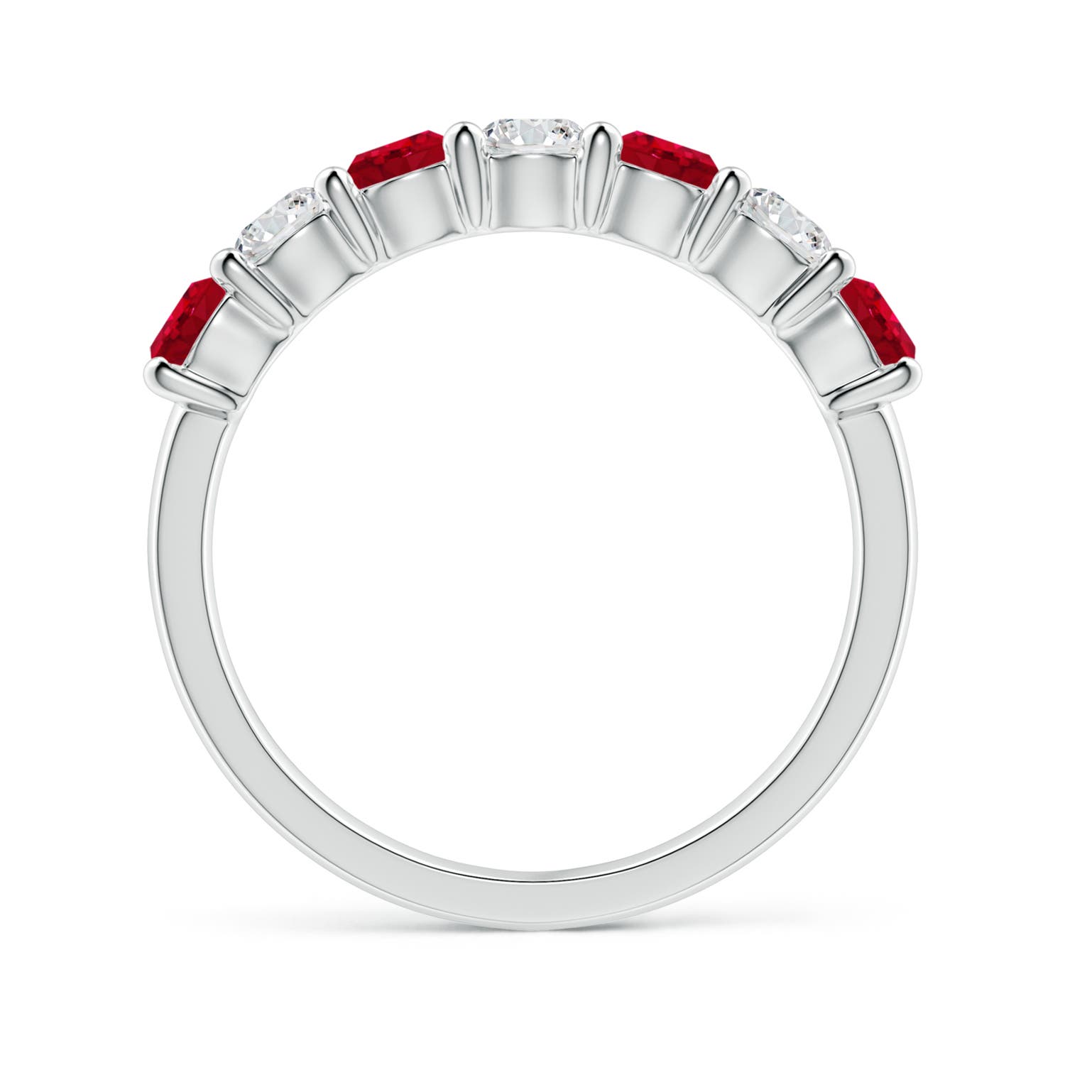 3.5mm AAA Half Eternity Seven Stone Ruby and Diamond Wedding Ring in White Gold - side 3