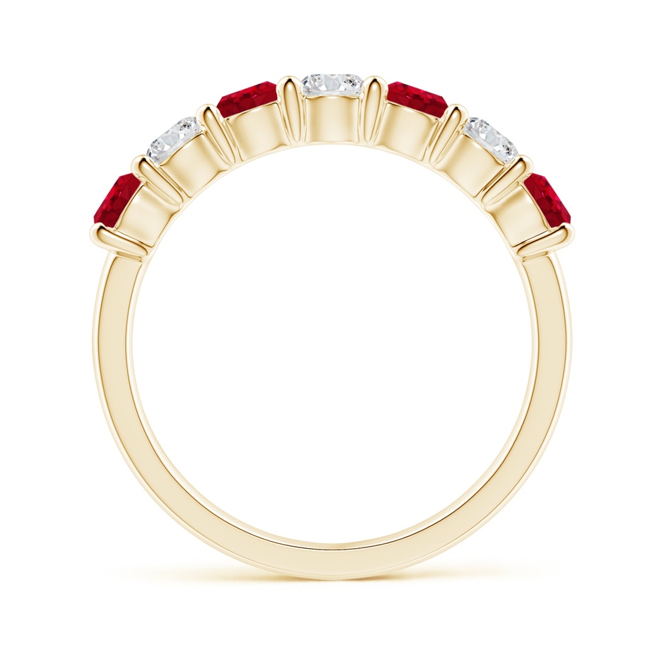 3.5mm AAA Half Eternity Seven Stone Ruby and Diamond Wedding Ring in Yellow Gold side 199