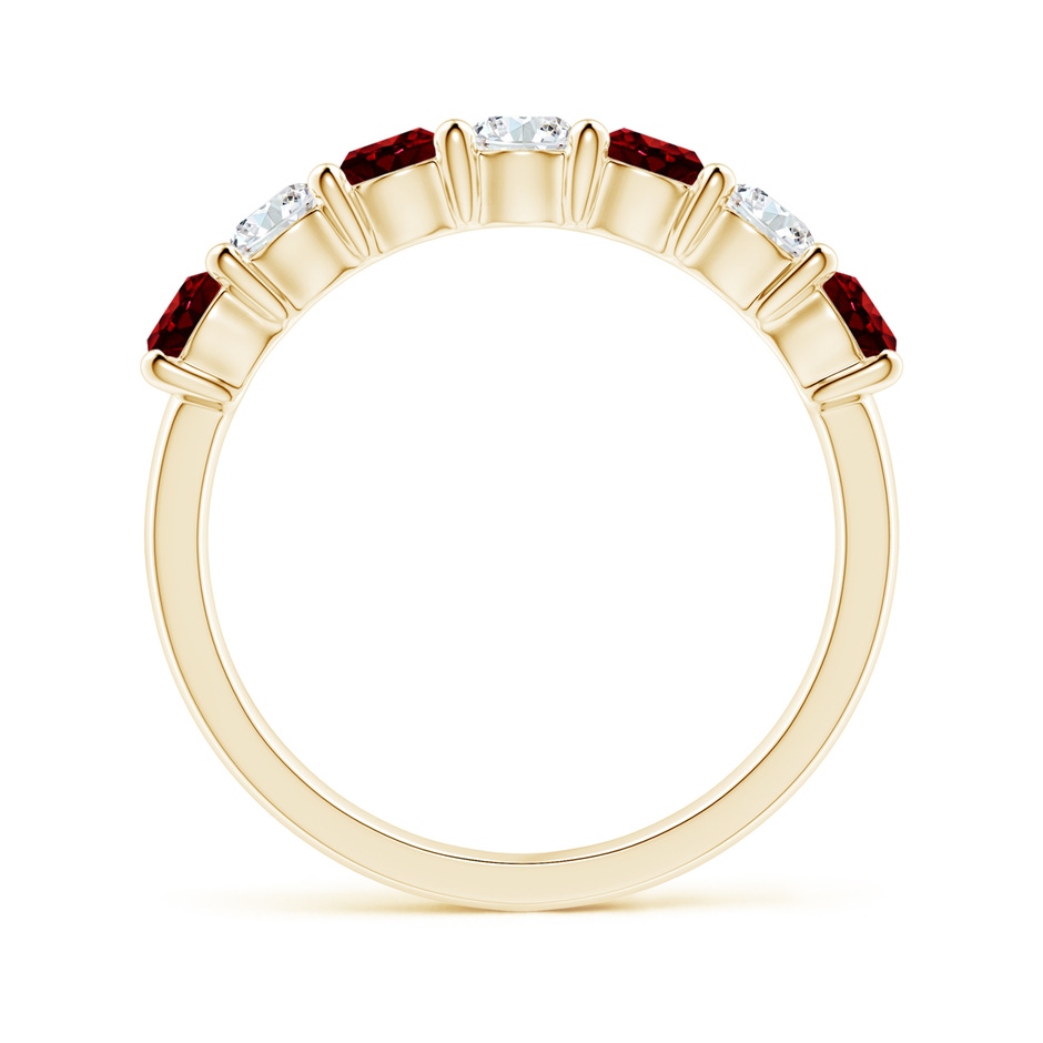 3.5mm AAAA Half Eternity Seven Stone Ruby and Diamond Wedding Ring in Yellow Gold side 199