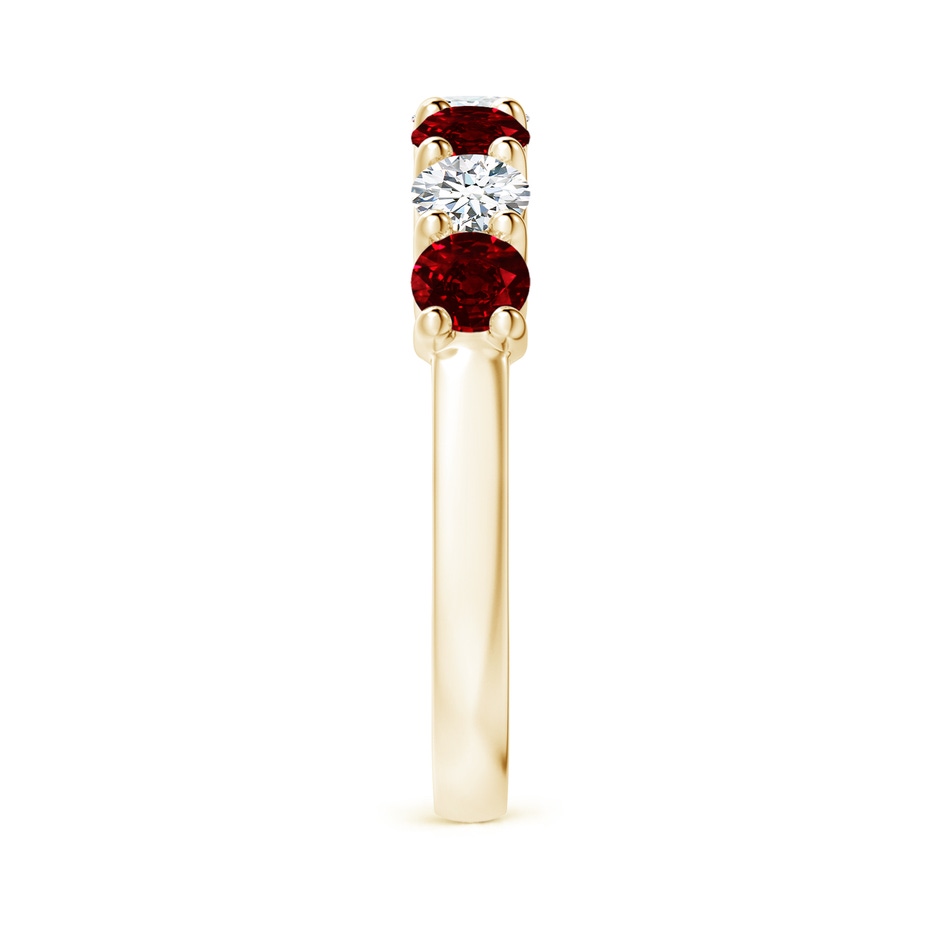3.5mm AAAA Half Eternity Seven Stone Ruby and Diamond Wedding Ring in Yellow Gold side 299