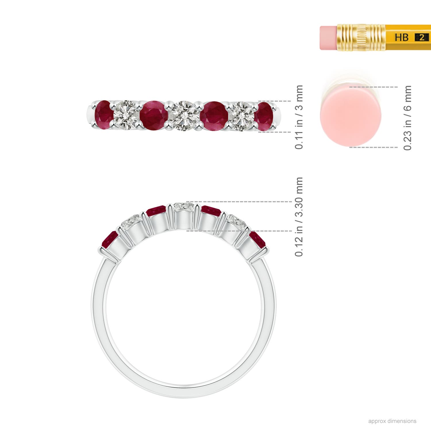 ANGARA Half Eternity Ruby and Diamond Wedding Ring in 14K Gold (A | 0.92 Ct) - Bild 20 von 48