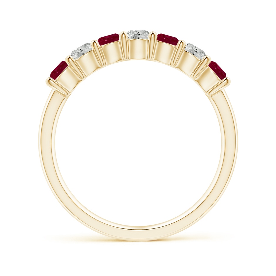 3mm A Half Eternity Seven Stone Ruby and Diamond Wedding Ring in Yellow Gold side 199