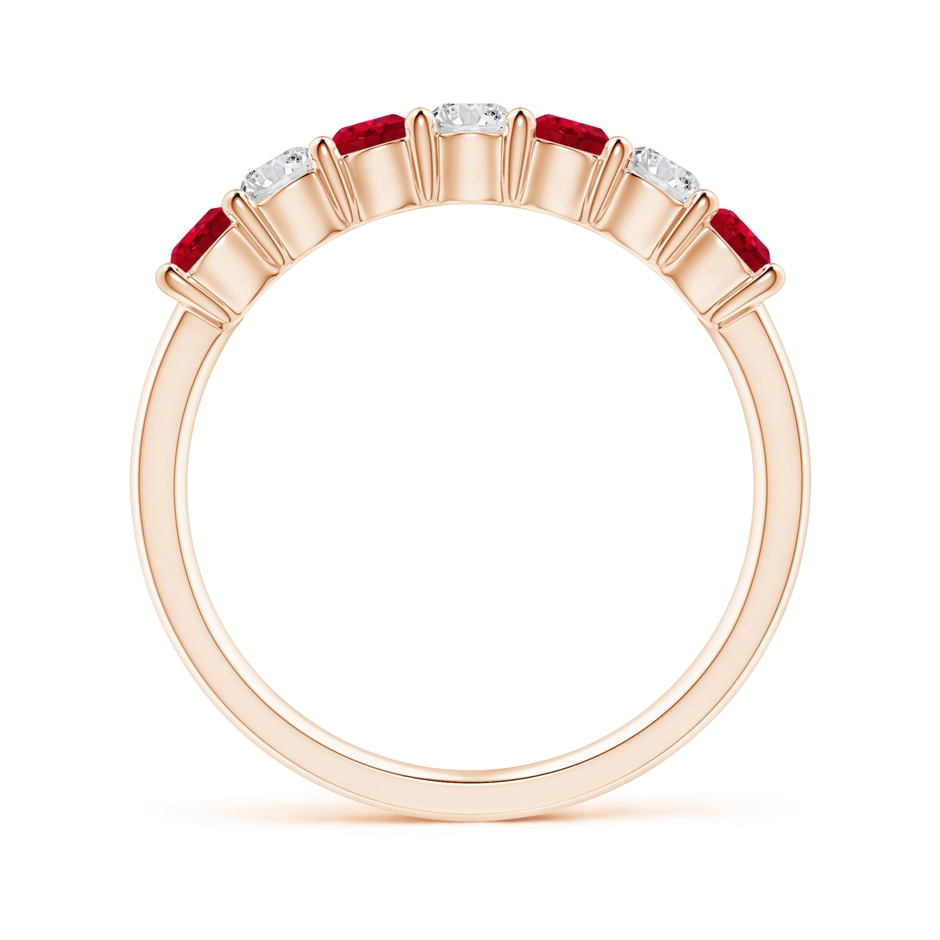 3mm AAA Half Eternity Seven Stone Ruby and Diamond Wedding Ring in Rose Gold side 199