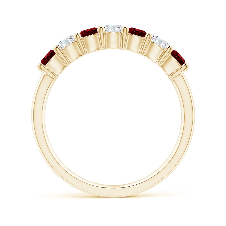 3mm AAAA Half Eternity Seven Stone Ruby and Diamond Wedding Ring in 18K Yellow Gold side 199