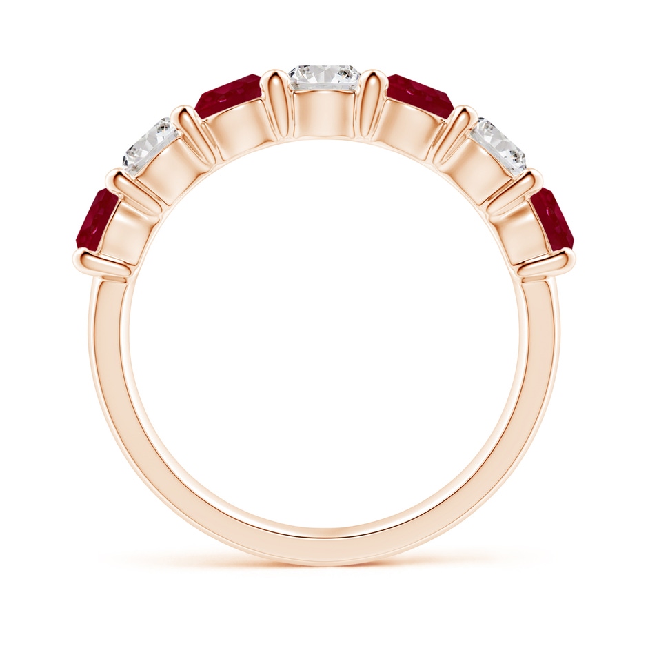 4mm AA Half Eternity Seven Stone Ruby and Diamond Wedding Ring in Rose Gold side 199