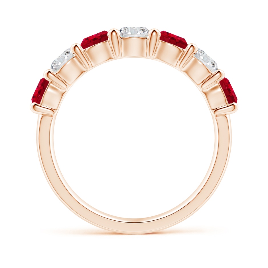 4mm AAA Half Eternity Seven Stone Ruby and Diamond Wedding Ring in 18K Rose Gold side 199