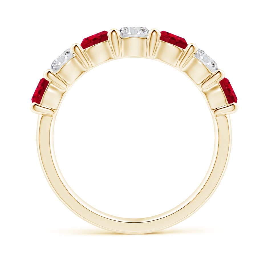 4mm AAA Half Eternity Seven Stone Ruby and Diamond Wedding Ring in 18K Yellow Gold side 199