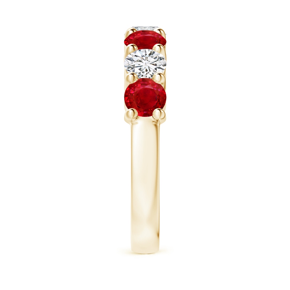 4mm AAA Half Eternity Seven Stone Ruby and Diamond Wedding Ring in 18K Yellow Gold side 299