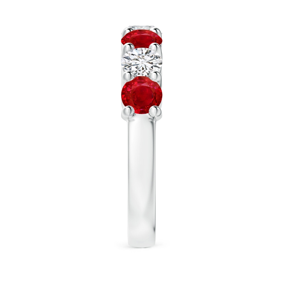 4mm AAA Half Eternity Seven Stone Ruby and Diamond Wedding Ring in White Gold side 299