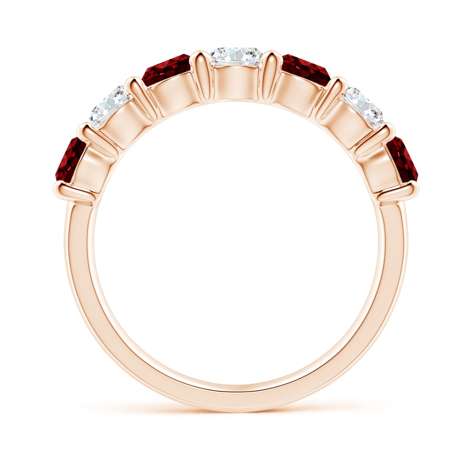 4mm AAAA Half Eternity Seven Stone Ruby and Diamond Wedding Ring in 18K Rose Gold side 199