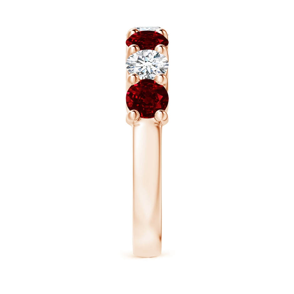 4mm AAAA Half Eternity Seven Stone Ruby and Diamond Wedding Ring in 18K Rose Gold side 299