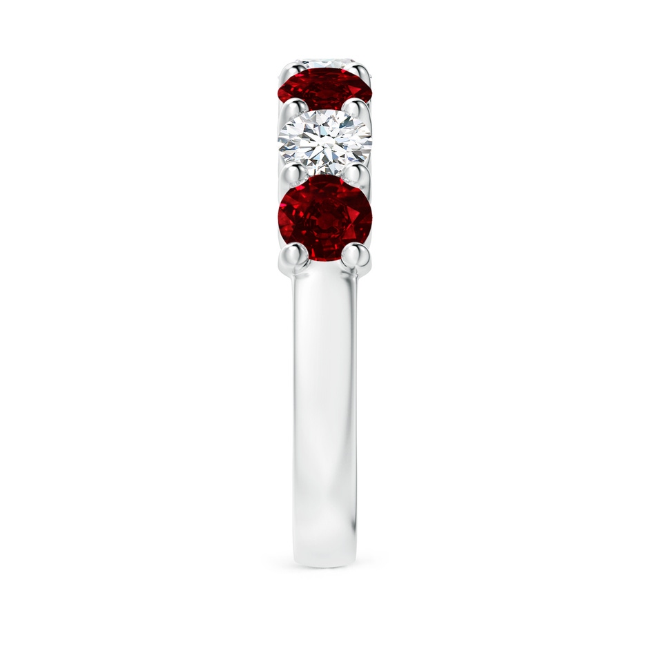 4mm AAAA Half Eternity Seven Stone Ruby and Diamond Wedding Ring in White Gold side 299