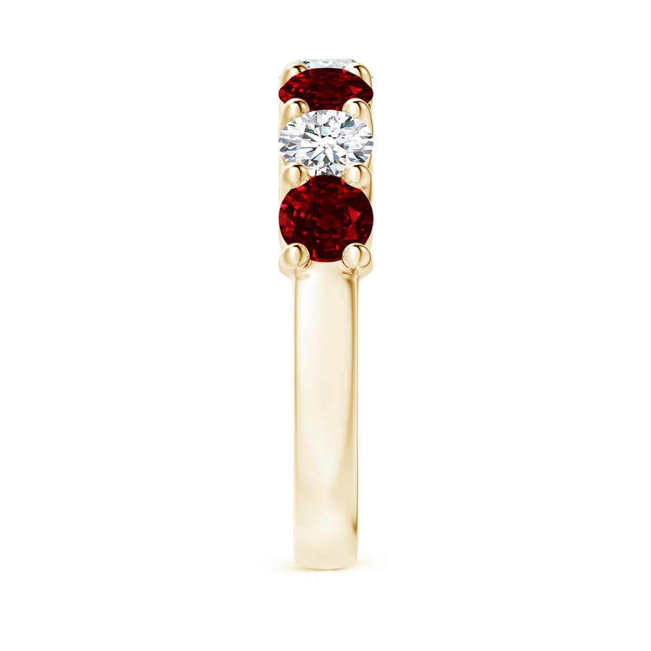 4mm AAAA Half Eternity Seven Stone Ruby and Diamond Wedding Ring in Yellow Gold side 299