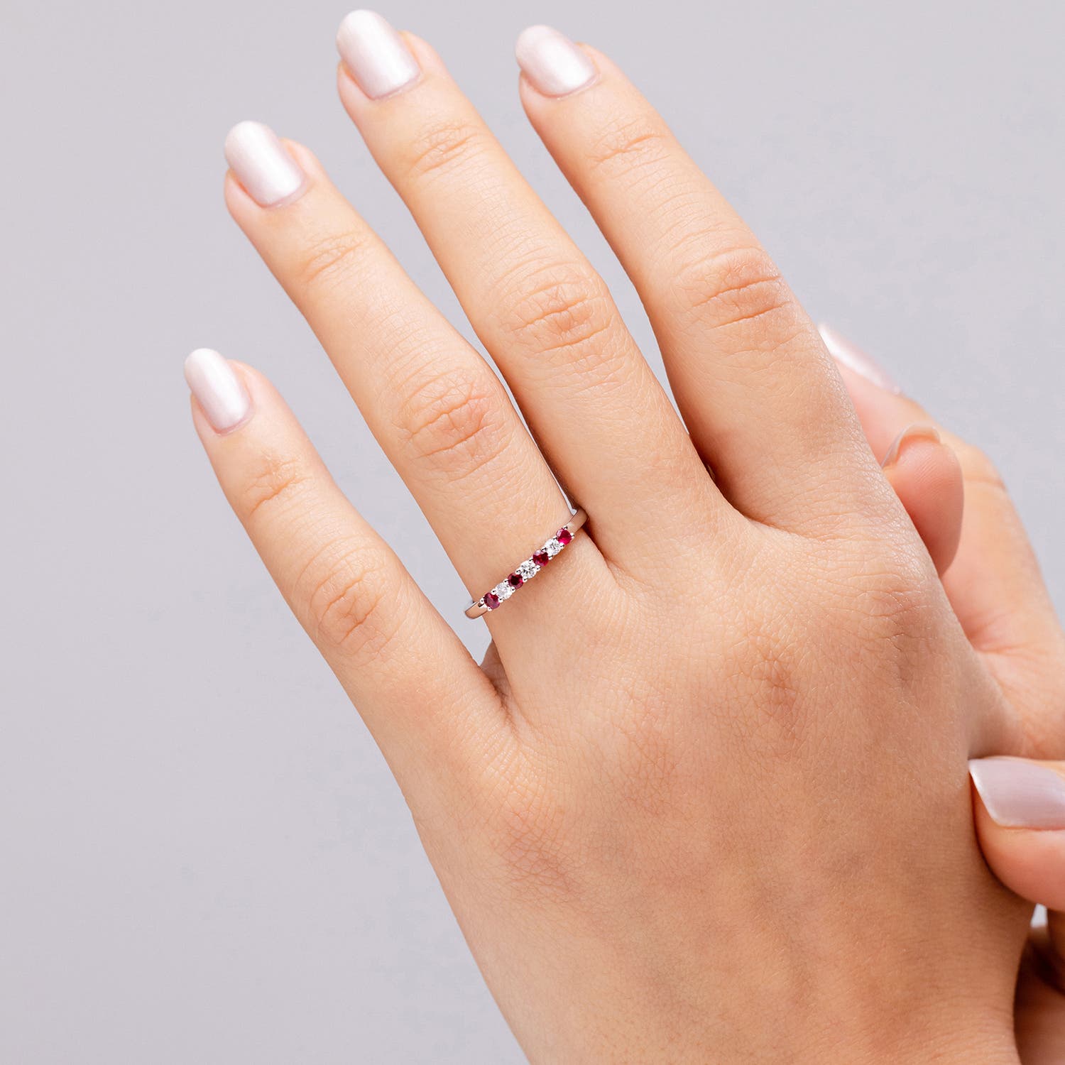 ANGARA Half Eternity Ruby and Diamond Wedding Ring in 14K Gold (A | 2.05 Ct) - Picture 15 of 48