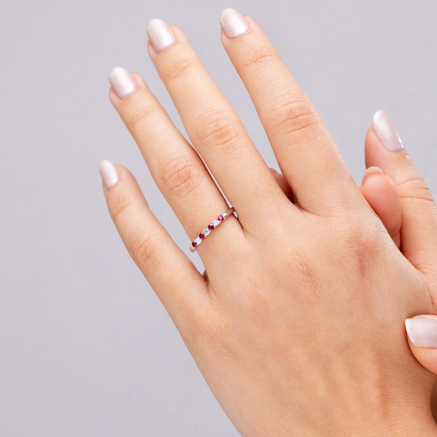 ANGARA Half Eternity Ruby and Diamond Wedding Ring in 14K Gold (A | 2.05 Ct) - Picture 16 of 48