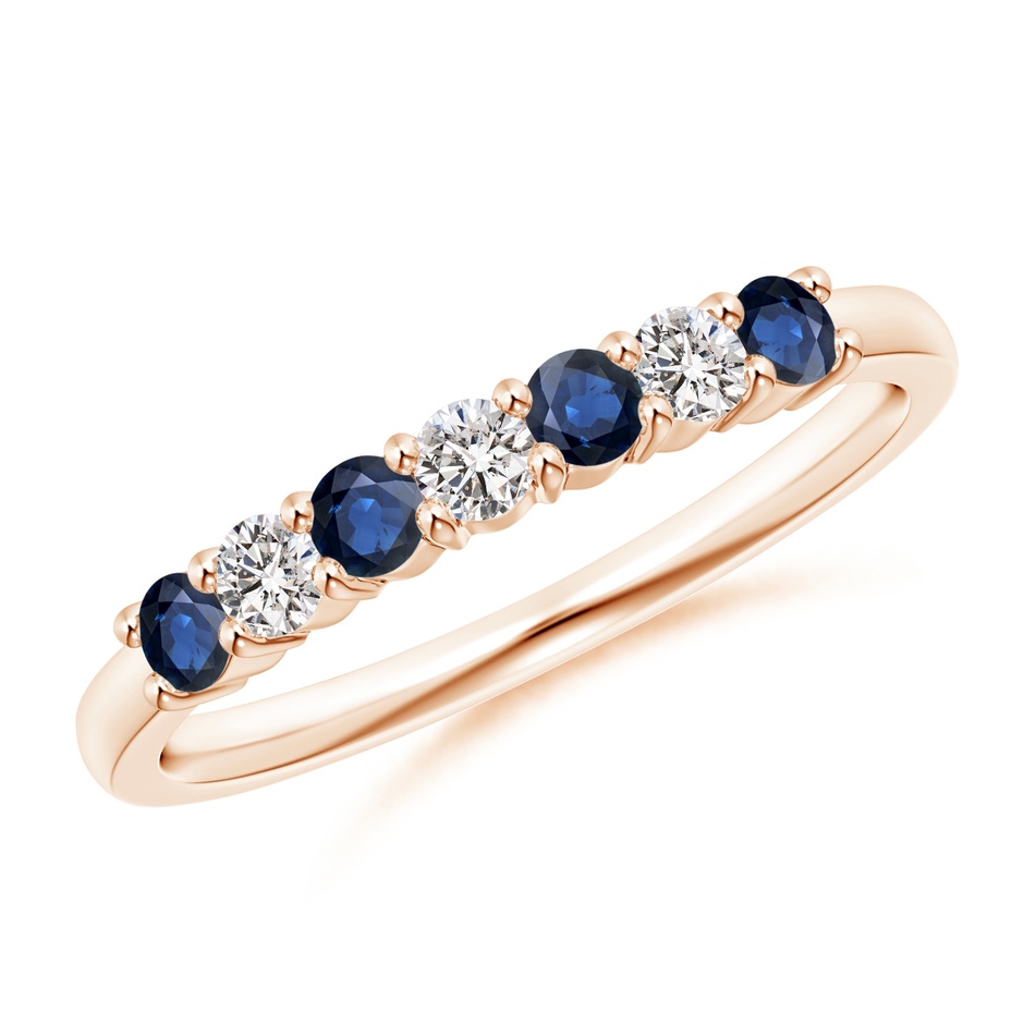 2.5mm AA Half Eternity Seven Stone Sapphire and Diamond Wedding Ring in Rose Gold 