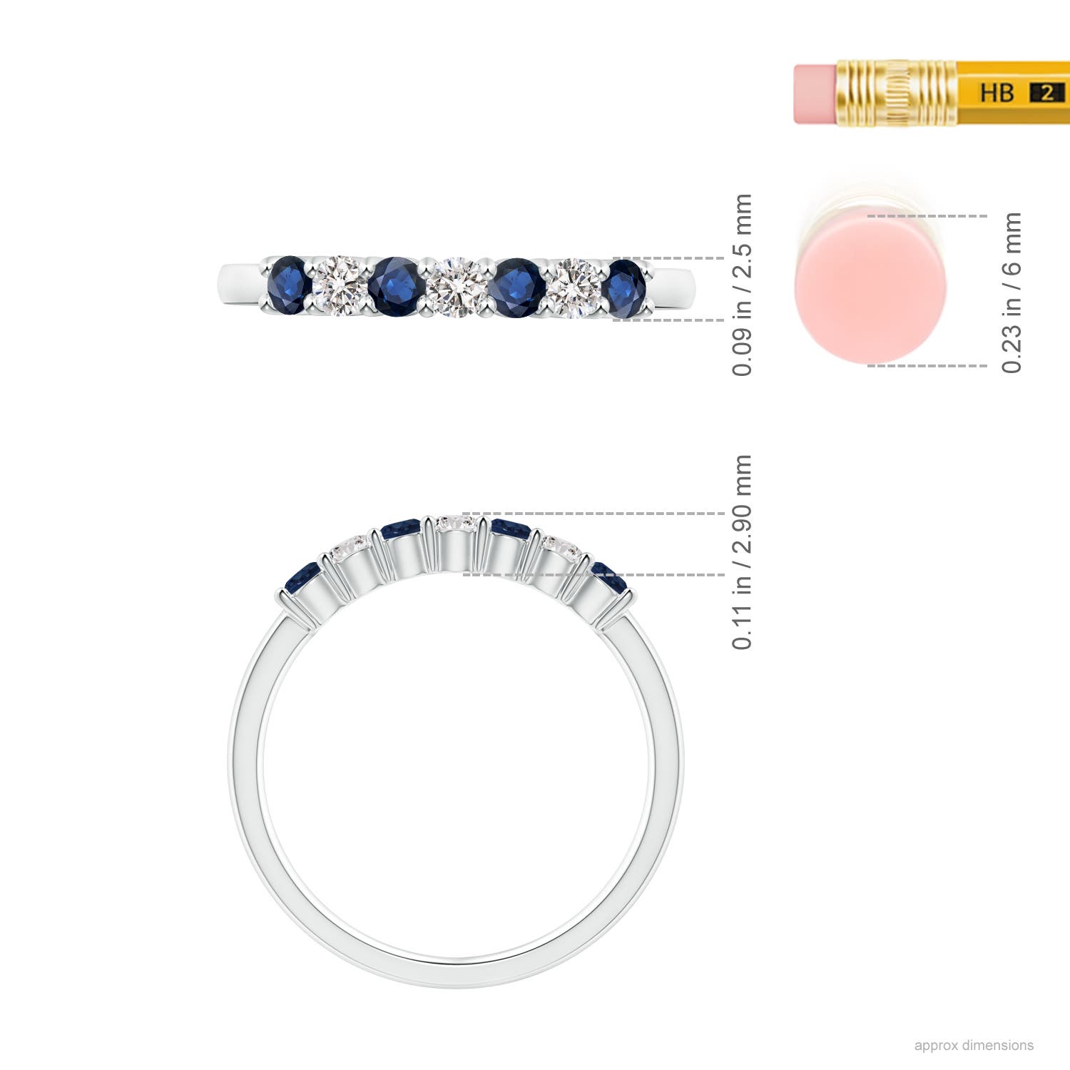 ANGARA 0.57 Ct Half Eternity 7-Stone Sapphire & Diamond Wedding Ring in 14K Gold - Picture 18 of 31