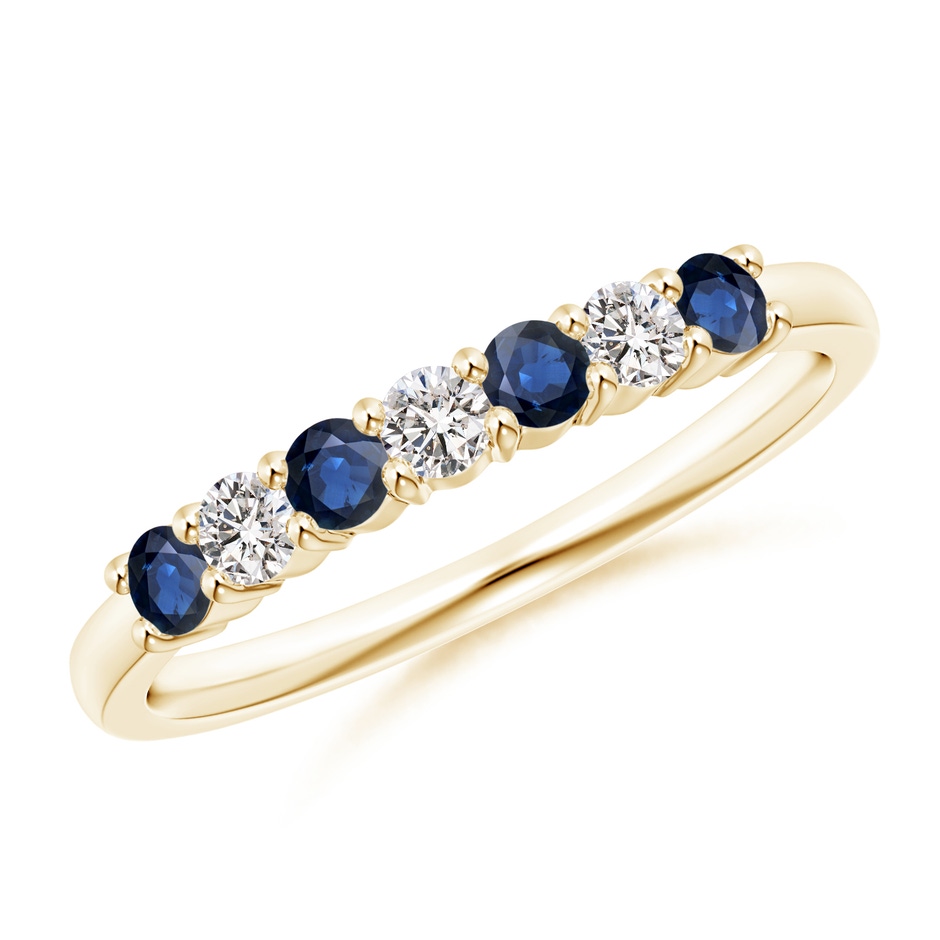 2.5mm AA Half Eternity Seven Stone Sapphire and Diamond Wedding Ring in Yellow Gold 
