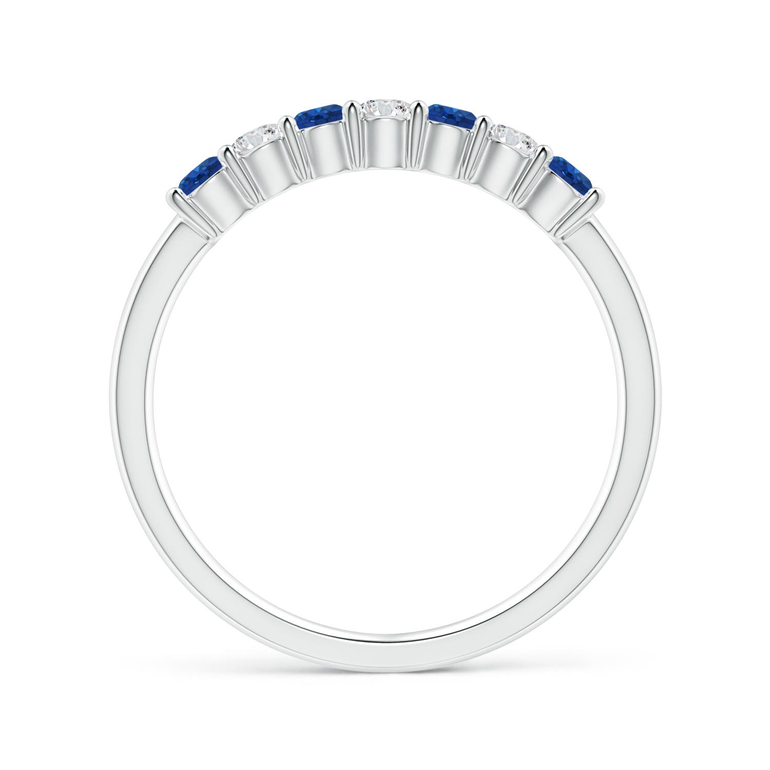 2.5mm AAA Half Eternity Seven Stone Sapphire and Diamond Wedding Ring in White Gold