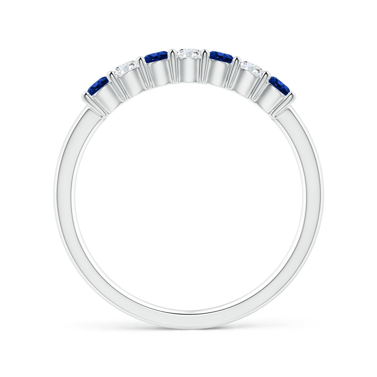 2.5mm AAAA Half Eternity Seven Stone Sapphire and Diamond Wedding Ring in White Gold