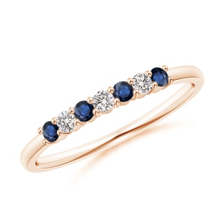 2mm AA Half Eternity Seven Stone Sapphire and Diamond Wedding Ring in 10K Rose Gold