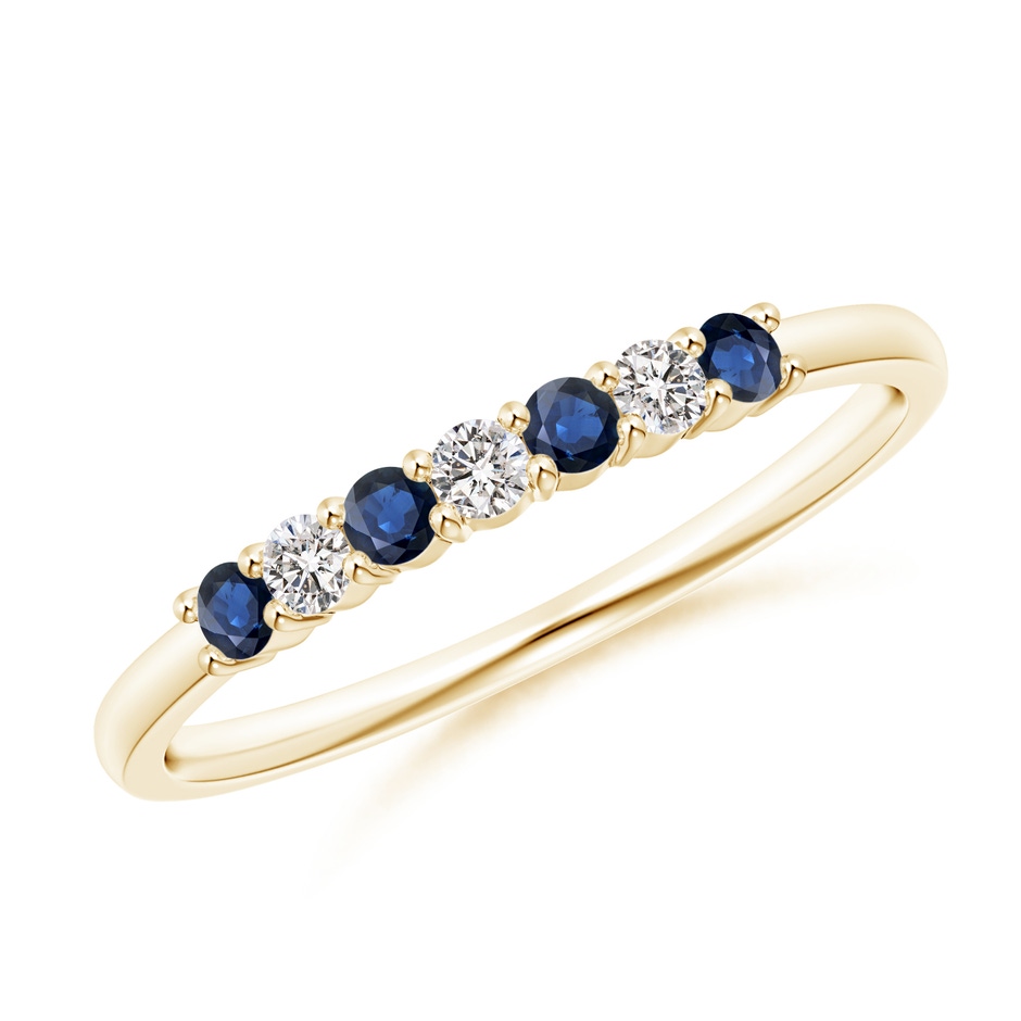 2mm AA Half Eternity Seven Stone Sapphire and Diamond Wedding Ring in Yellow Gold 