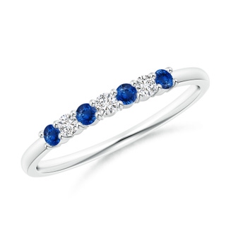 2mm AAA Half Eternity Seven Stone Sapphire and Diamond Wedding Ring in 9K White Gold