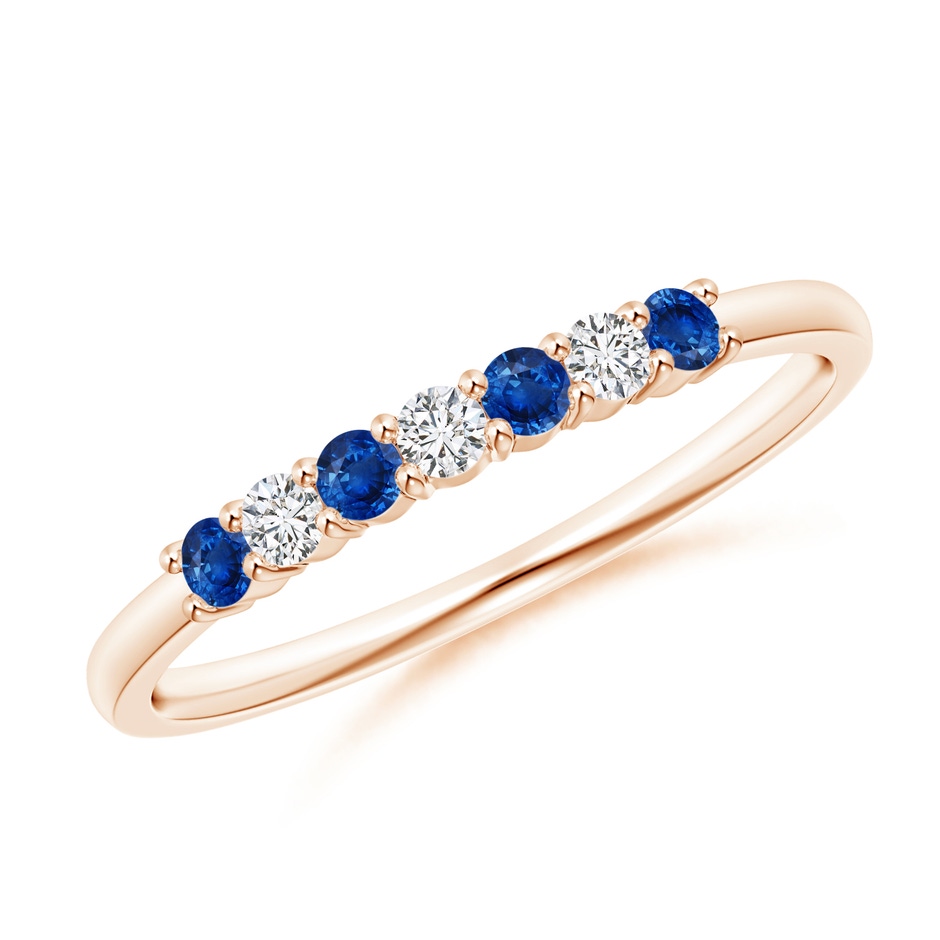 2mm AAA Half Eternity Seven Stone Sapphire and Diamond Wedding Ring in Rose Gold 