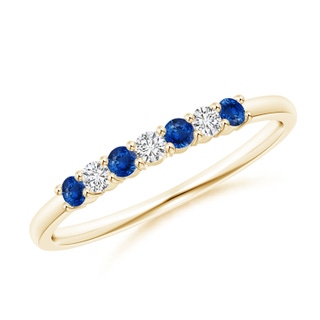 2mm AAA Half Eternity Seven Stone Sapphire and Diamond Wedding Ring in Yellow Gold